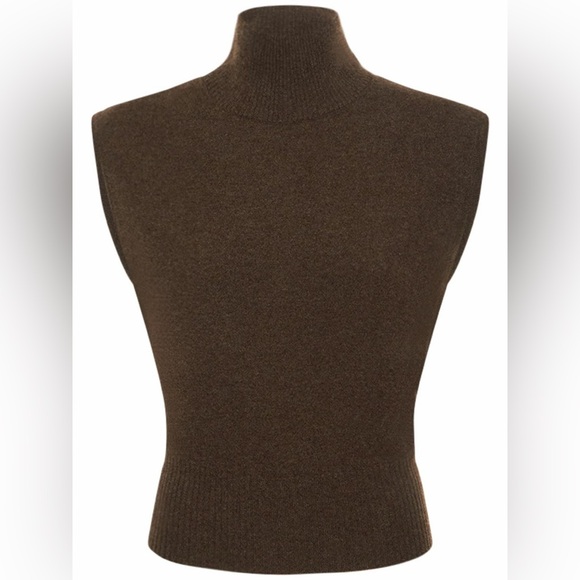 NWT Reformation Arco Cashmere sleeveless turtleneck sweater in Cocoa size XS - Picture 4 of 13